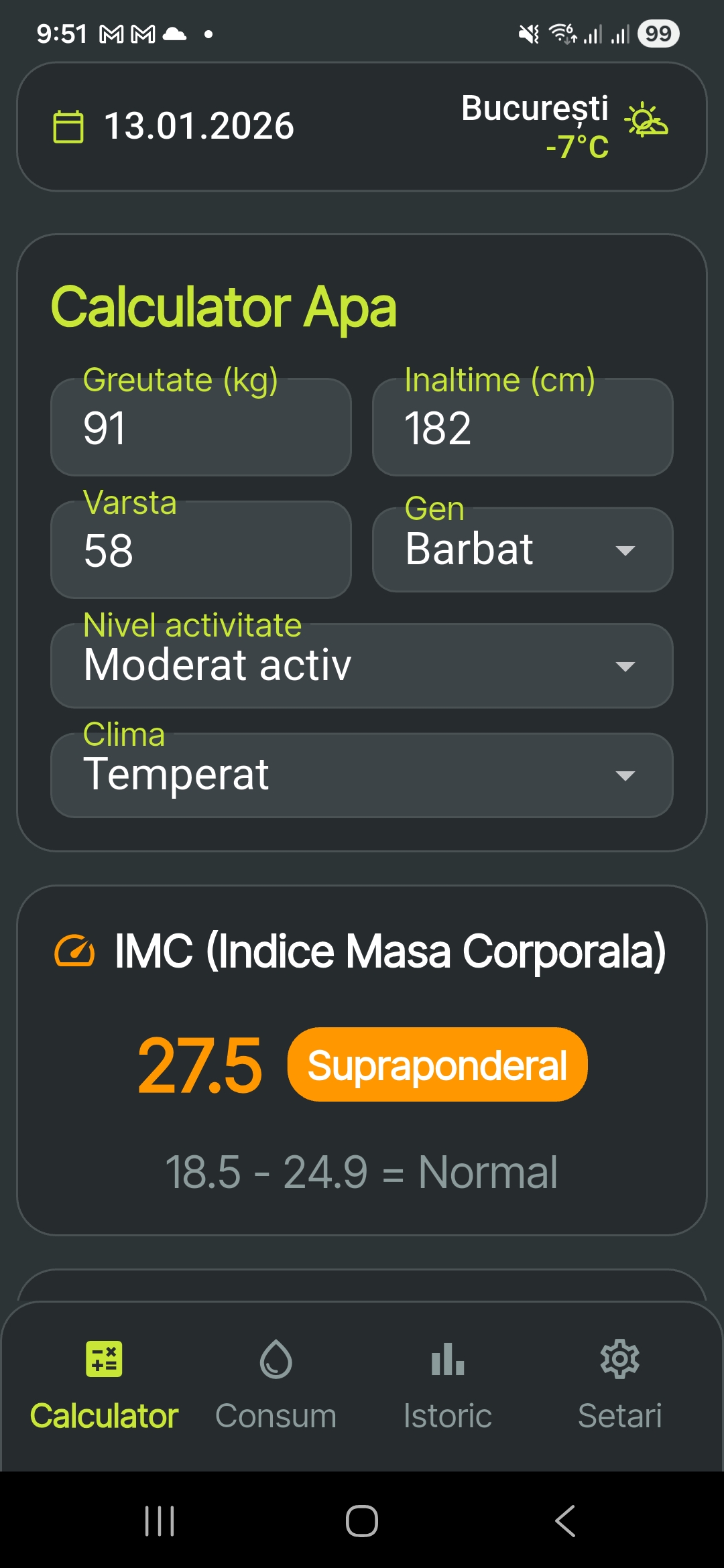 Calculator apa si IMC